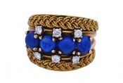 Vintage 1.65ct Lapis Lazuli and Diamond 18kt Ring