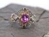 Vintage 1.67 Pink Sapphire Diamond and Citrine 14kt Ring