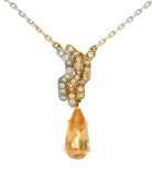Vintage 1.90ct Topaz 18kt and Platinum Necklace