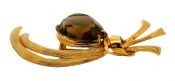 Vintage 17.42ct Smoky Quartz 14kt Brooch