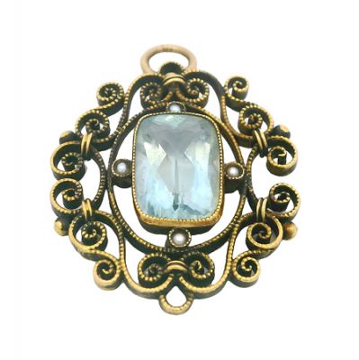 Vintage 2.08ct Aquamarine 14kt Pendant
