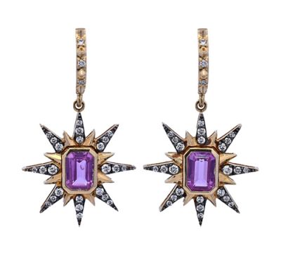 Vintage 2.37ct Pink Sapphire and Diamond 14kt Earrings