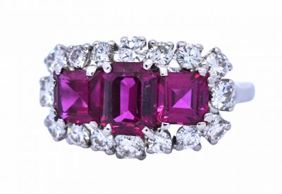 Vintage 2.57ct Ruby Platinum Ring