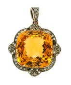 Vintage 27.66ct Citrine 18kt Pendant
