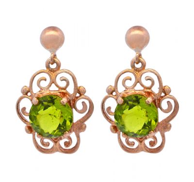 Vintage 3.0ct Peridot 14kt Earrings