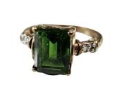 Vintage 3.12ct Tourmaline and Diamond 9kt Ring