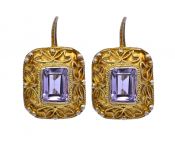 Vintage 3.33ct Amethyst Sterling Gilt Earrings