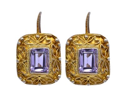 Vintage 3.33ct Amethyst Sterling Gilt Earrings