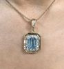 Vintage 5.05ct Aquamarine and Diamond 14kt Pendant