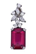 Vintage 5.41ct Tourmaline and Diamond 14kt Pendant