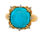 Vintage 5.45ct Turquoise 14kt Ring