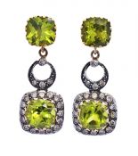 Vintage 6.76ct Peridot 18kt Earrings