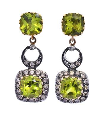 Vintage 6.76ct Peridot 18kt Earrings