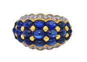 Vintage 7.43ct Sapphire and Diamond 18kt Ring