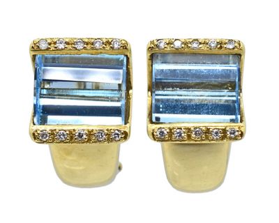 Vintage 8.01ct. Topaz and .16ct. Diamond 18kt. Earrings