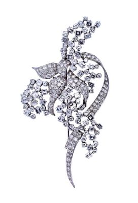 Vintage 8.88ct Diamond Platinum Brooch