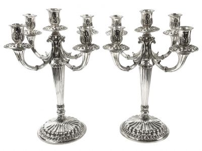 Vintage 800 Fine Silver Candelabra, Made by Di Cristofalo of Palermo, Italy