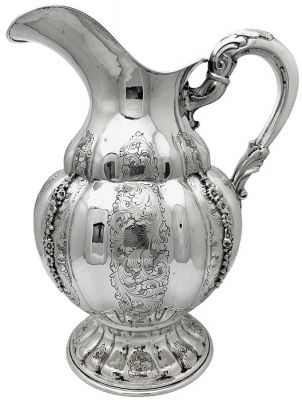 Vintage 800 Fine Silver Water Pitcher From Milan, Italy
