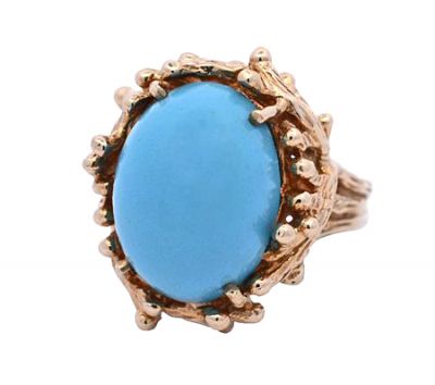 Vintage 9.67ct Turquoise 14kt Ring