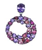 Vintage Amethyst Tourmaline and CZ Wreath Motif Pendant