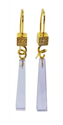 Vintage Amethyst and Diamond 18kt. Yellow Gold Earrings