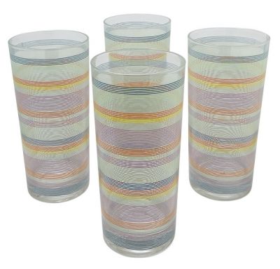 Vintage Cera Rainbow Stripe Highball / Tumblers