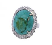 Vintage Cluster Turquoise and Diamond Ring