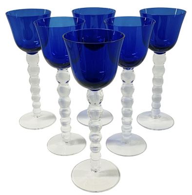 Vintage Cobalt Blue Wine Glasses