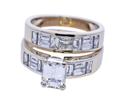 Vintage Diamond 18kt Wedding Ring Set