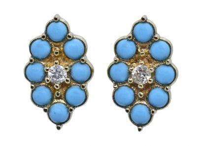 Vintage Diamond and Turquoise Earrings