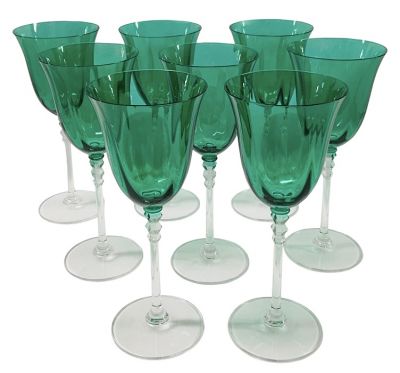 Vintage Emerald Green Wine Glasses