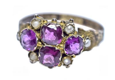 Antique Garnet and Seed Pearl Ring