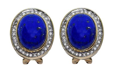 Vintage Lapis Lazuli Diamond 14kt. Earrings