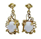 Vintage 5.08ct Opal Drop 14kt Earrings