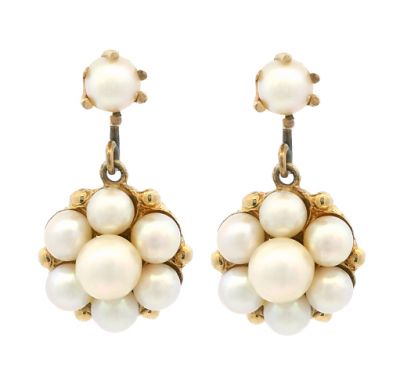 Vintage Cultured Pearl 14kt Earrings
