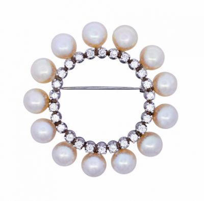 Vintage Pearl 18kt Brooch