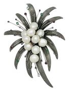 Vintage Pearl and Multi Stone Sterling Brooch
