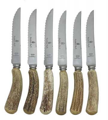 Vintage Stag Handled Sheffield Steel Steak Knives