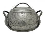 W J Myatt & Co. Hammered Pewter Biscuit Barrel, England, circa 1910-20