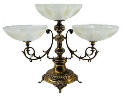 Wenzel Bachmann Co. Gilt Metal & Art Glass Epergne, Vienna, Early 20th Century