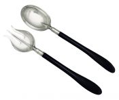 Wilcox Silver Plate Co. Ebony Handled Salad Servers circa 1900-10
