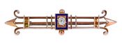 Antique .23ct Diamond and Enamel Brooch in 14kt Rose Gold