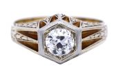 Art Deco .85ct Old European Cut Diamond 14kt Engagement Ring