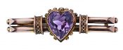  Antique 5.30ct Amethyst Brooch in 9kt Yellow Gold