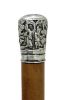 Antique Chinese Export Silver Topped  Malacca Walking Stick