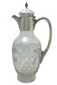Antique English Cut Crystal & Sterling Silver Claret Jug, Birmingham 1917