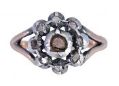 Antique .25ct Rose Cut Diamond Ring in 14kt Yellow Gold and Silver