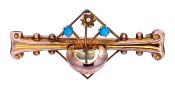 Antique Turquoise Brooch in 9kt Yellow Gold