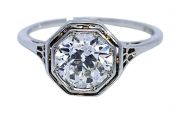 Art Deco 1.39ct Diamond Engagement Ring in 18kt White Gold