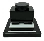 Art Deco Black & White Glass Inkwell